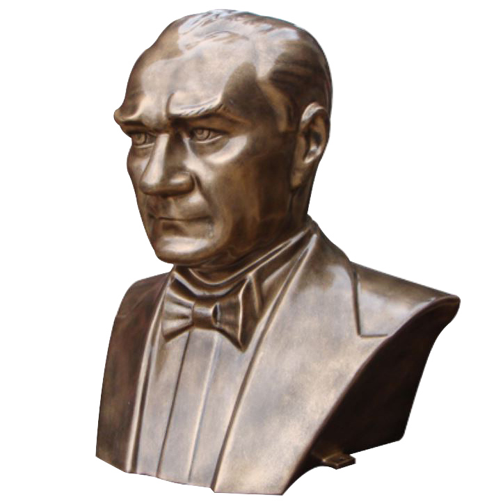 80 cm FRP Fiberglass Papyonlu Atatürk Büstü - Arkası Kapalı