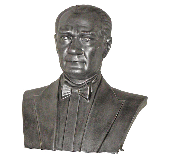 80 cm FRP Fiberglass Papyonlu Atatürk Büstü - Arkası Kapalı
