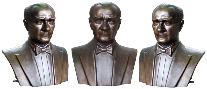80 cm FRP Fiberglass Papyonlu Atatürk Büstü - Arkası Kapalı