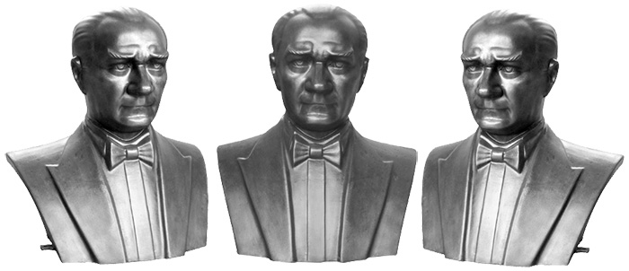 80 cm FRP Fiberglass Papyonlu Atatürk Büstü - Arkası Kapalı