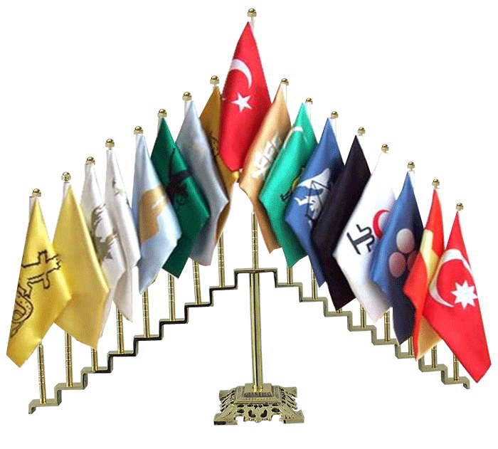17 'Li Eski Türk Devletleri Pirinç Bayrak Direği - STANDART