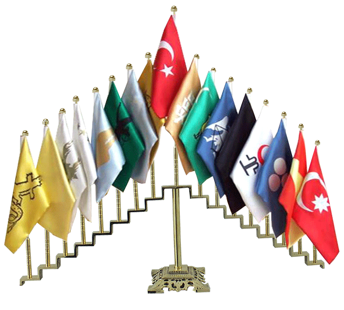 17 'Li Eski Türk Devletleri Pirinç Bayrak Direği - STANDART