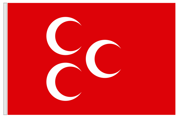 3 Hilal Kırmızı Zeminli Bayrak ( Üç Hilal Bayrağı )
