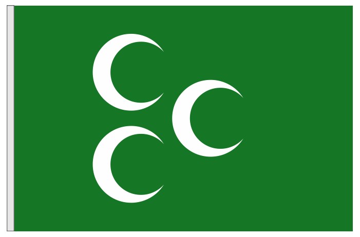 3 Hilal Yeşil Zeminli Bayrak - Osmanlı Üç Hilal Bayrağı