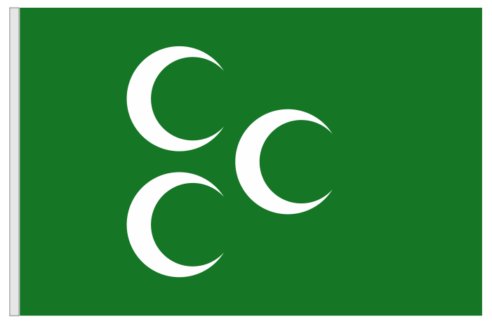 3 Hilal Yeşil Zeminli Bayrak - Osmanlı Üç Hilal Bayrağı