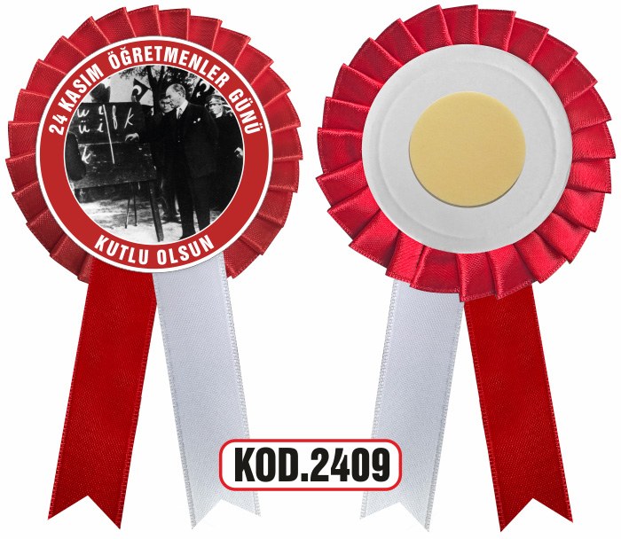 24 KASIM ÖĞRETMENLER GÜNÜ KOKARTI - SATEN YAKA KOKARTI