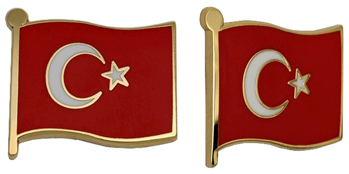 TBR13 Dalgalı Türk Bayrağı Rozeti Mineli - 22mm