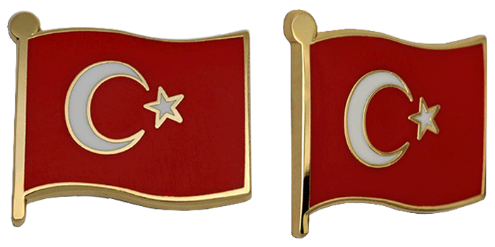 TBR13 Dalgalı Türk Bayrağı Rozeti Mineli - 22mm