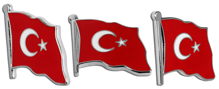 TBR14 Dalgalı Türk Bayrağı Rozeti Mineli - 18 mm