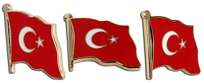 TBR14 Dalgalı Türk Bayrağı Rozeti Mineli - 18 mm