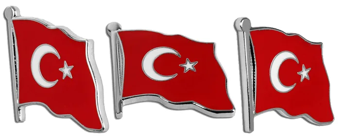 TBR14 Dalgalı Türk Bayrağı Rozeti Mineli - 18 mm