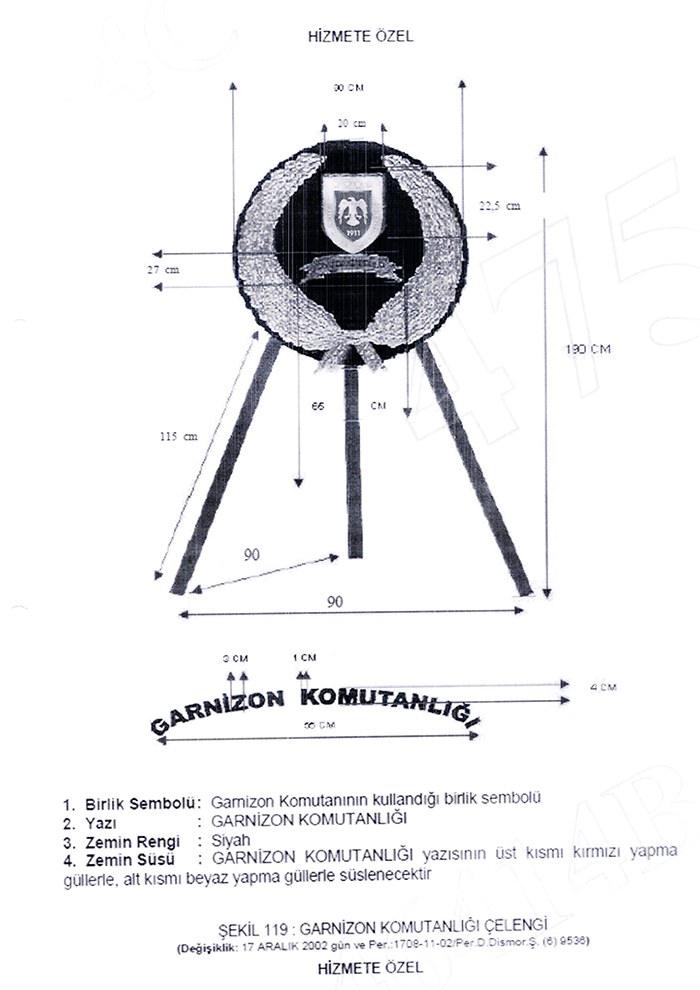 Garnizon Komutanlığı Metal Tören Çelengi