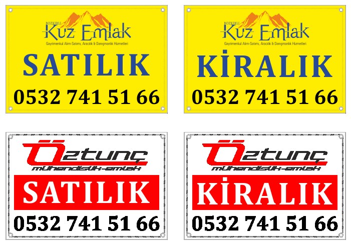 GAYRİMENKUL SATILIK ve KİRALIK AFİŞLERİ - EMLAK ve EMLAKÇI AFİŞLERİ