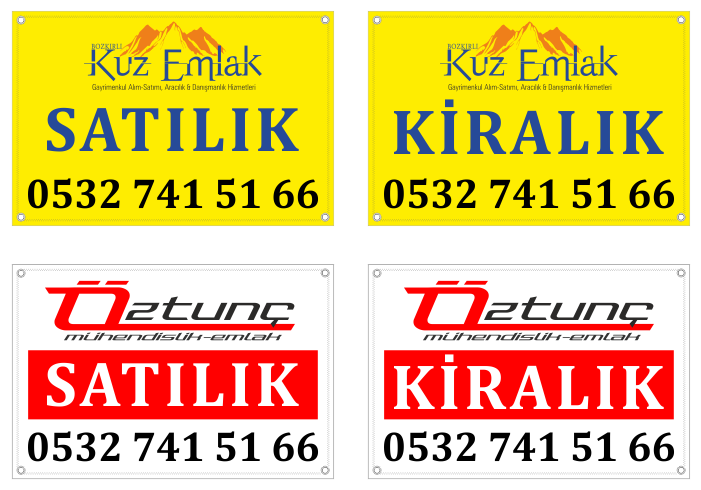 GAYRİMENKUL SATILIK ve KİRALIK AFİŞLERİ - EMLAK ve EMLAKÇI AFİŞLERİ